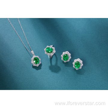 2.4 ct created emerald 925 sterling silver pendant